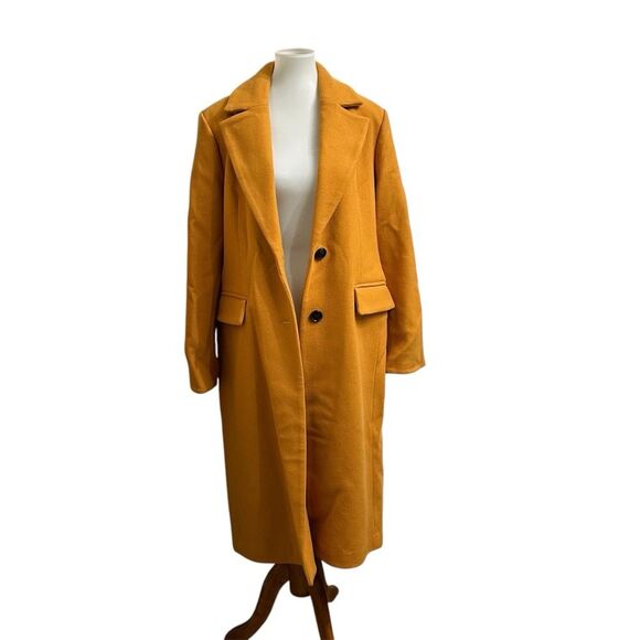 Michael Michael Kora Notch Collar Wool Blend Coat in Marigold Women’s XL - Picture 2 of 10